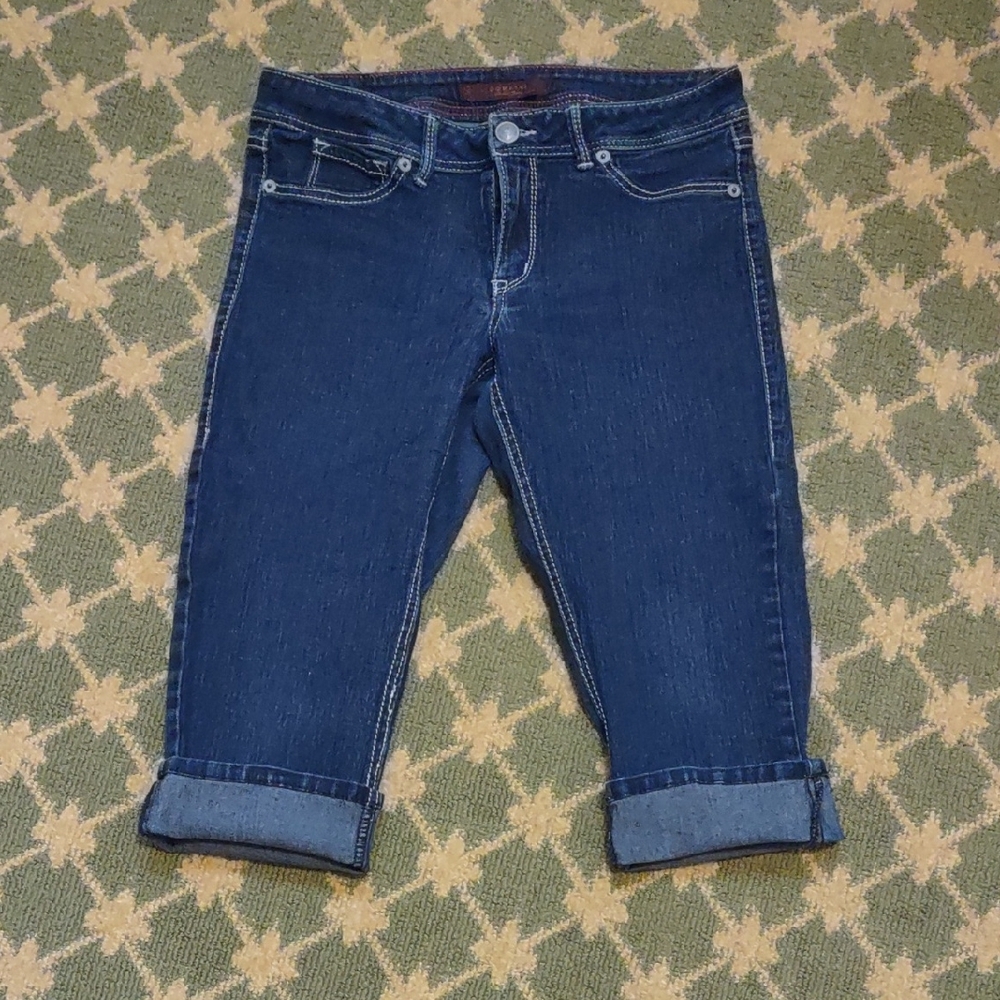 Domaine Dark Wash Cropped Stretch Capri Jeans